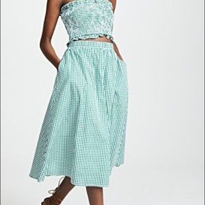 English Factory green gingham skirt/top set. Sz S. EUC